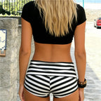 Striped Foldover Mini Shorts