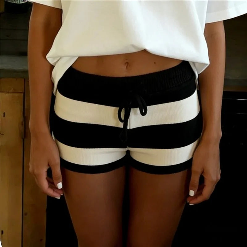 Striped Drawstring Knit Shorts