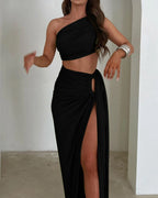 2-Piece Backless Crop & Side-Slit Maxi Co-Ord