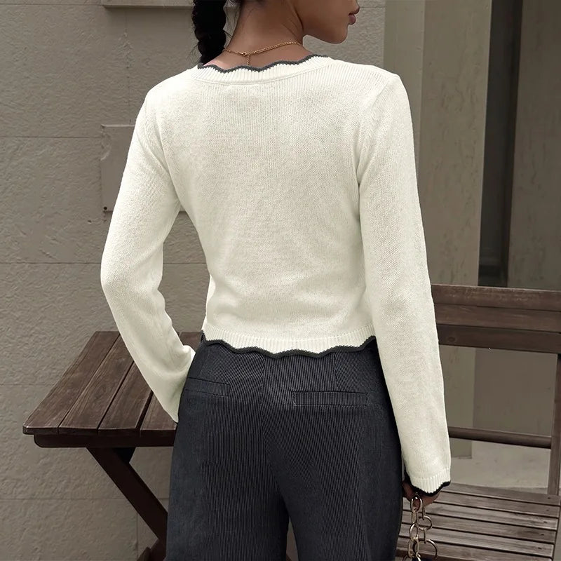 V-Neck Contrast Color Knitted Jumper