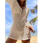 Long Sleeve Knit Bikini Cover-Up Dress