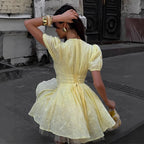 High-Waist Lace-Up Mini Dress