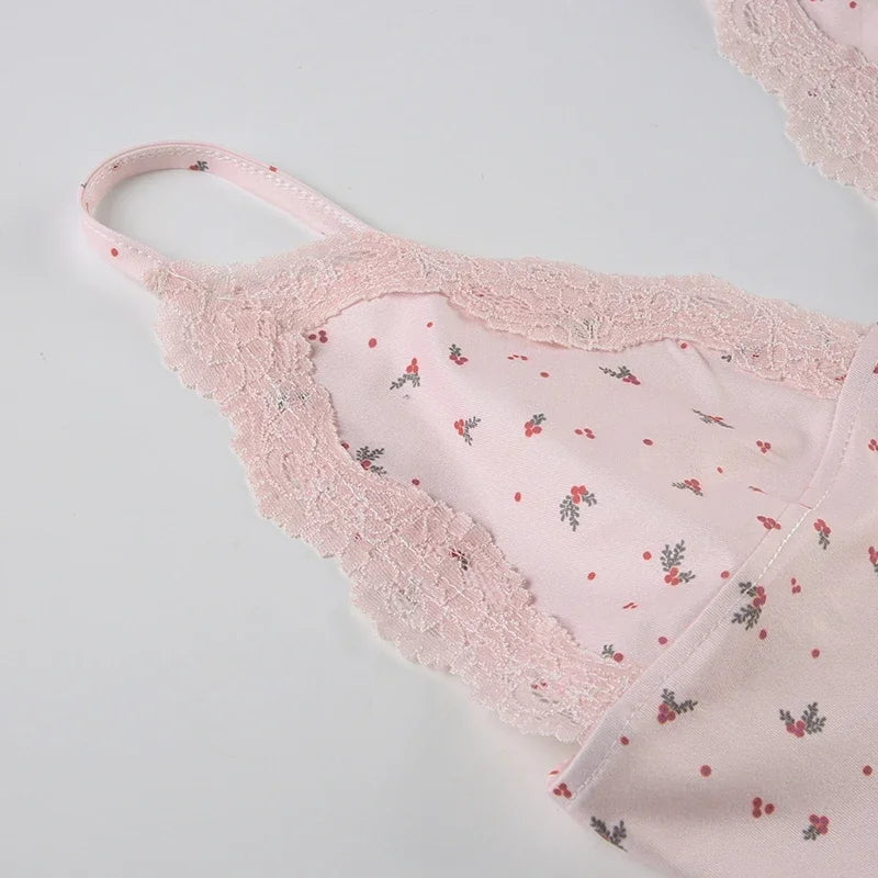 Floral Lace Camis Two-piece Pajamas Set