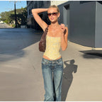Floral Printed Fish-Bone Tank Top