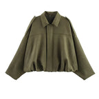Turn-Down Collar Bomber Jacket
