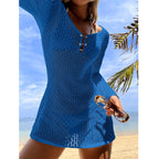 Long Sleeve Knit Bikini Cover-Up Dress
