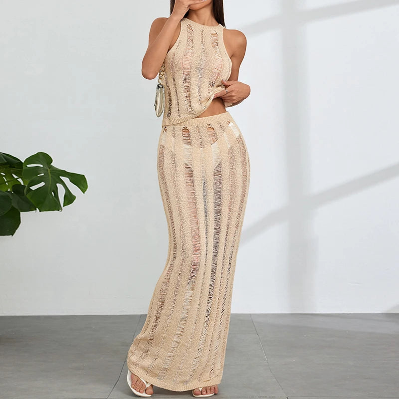 Sleeveless 2 Piece Bikini Cover Up