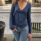 Lace Trim Low-Cut T-Shirt