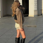 Straight-Cut Suede Bomber Jacket