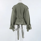 Lace-Up Pocket Trench Jacket