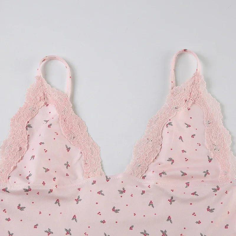 Floral Lace Camis Two-piece Pajamas Set