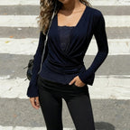 Elegant Lace Patchwork Two-Piece T-Shirt