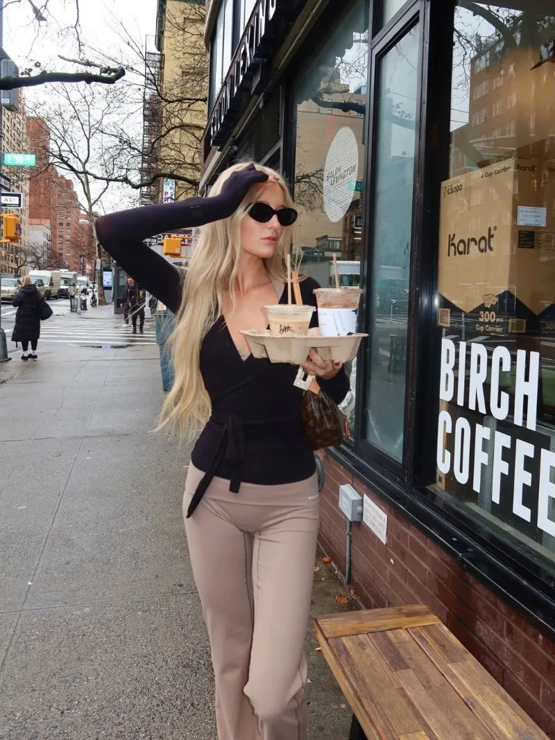 Cross Wrap Long Sleeved Top