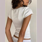 Lace Trim Knitted Crop Top
