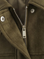 Olive Green Suede Lapel Jacket