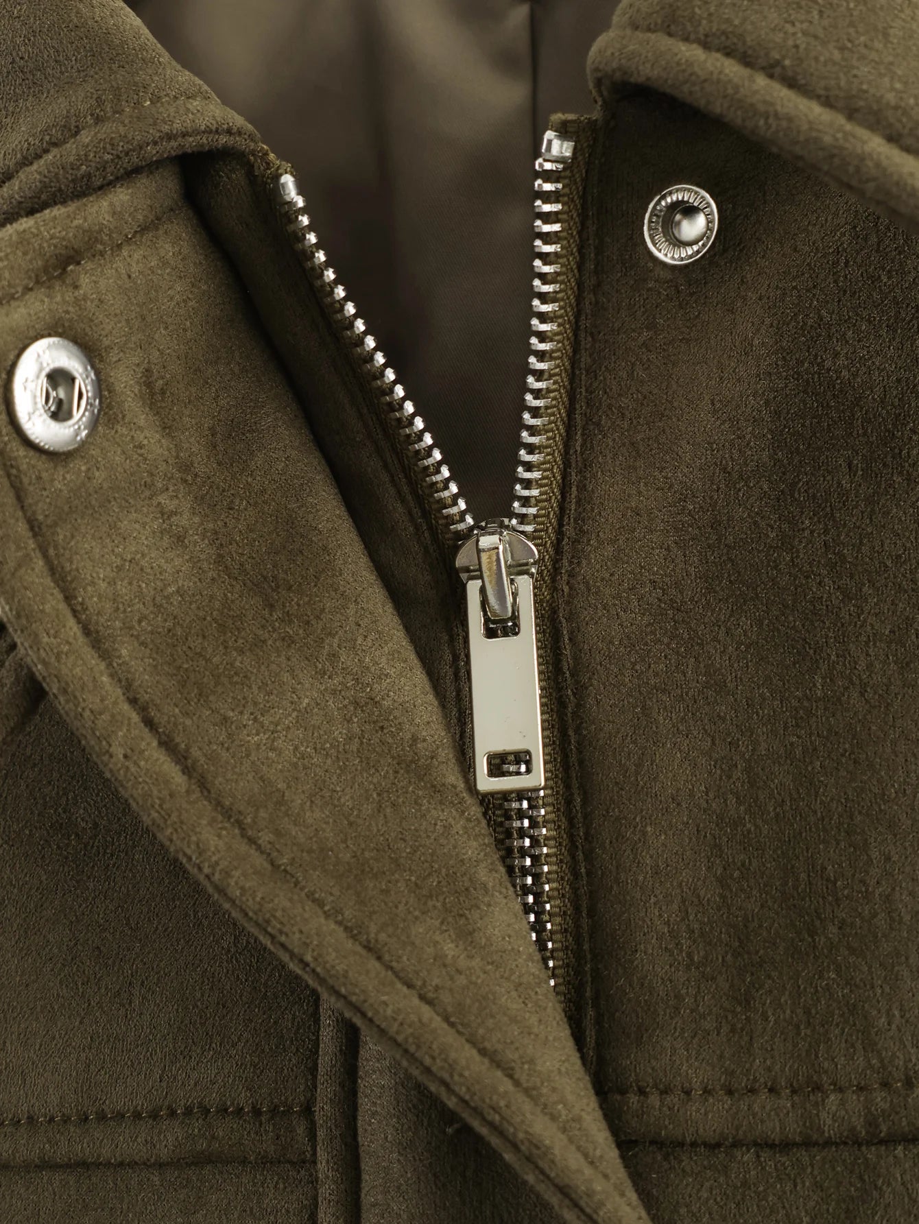 Olive Green Suede Lapel Jacket