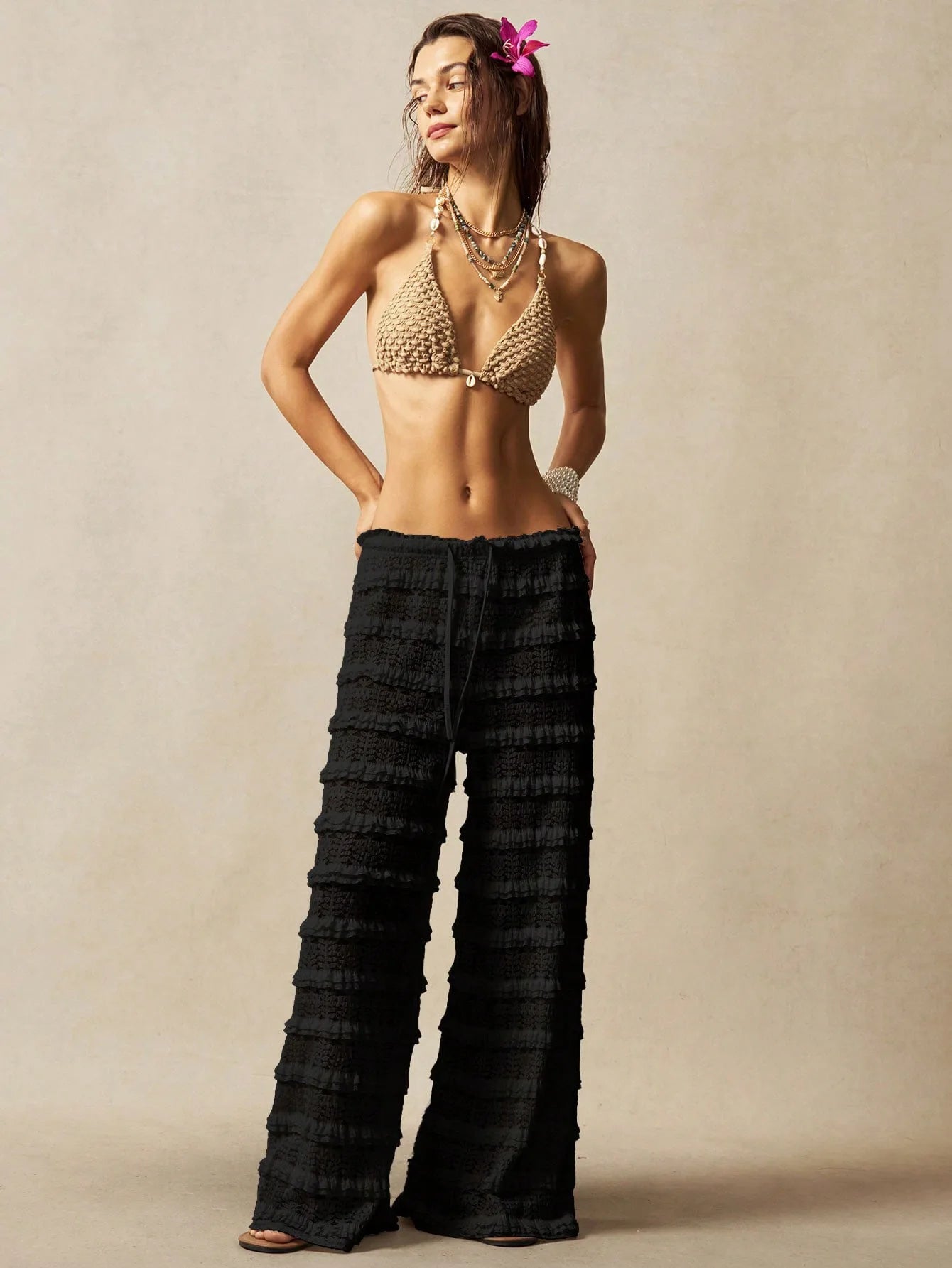 Loose-Fit Wide-Leg Beach Trousers