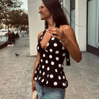 Black Polka Dot Corset Crop Top