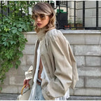 Stand-Collar Trench-Bomber Jacket