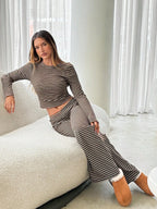 Coffee Brown Striped Co-Ord