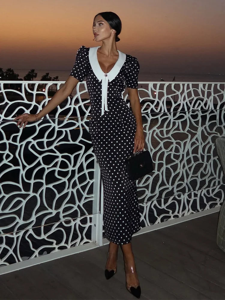 Polka Dot Printed Maxi Dress