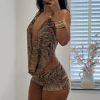 Leopard Print Halter & Shorts Co-Ord