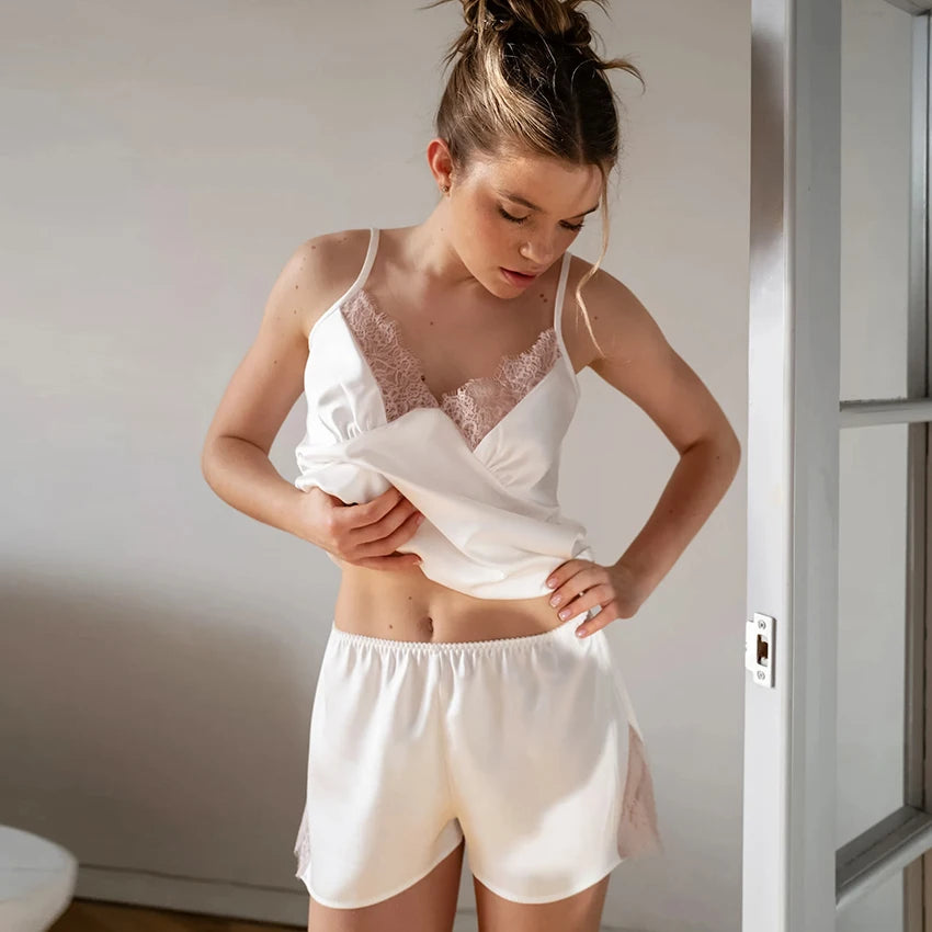 Lace White 2-Piece Pajama Set