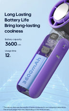 Portable High Speed Cooling Handheld Fan 3600mAh Rechargeable 100 Speed Adjustable Mini Foldable Air Cooling Turbo Fan & Lanyard