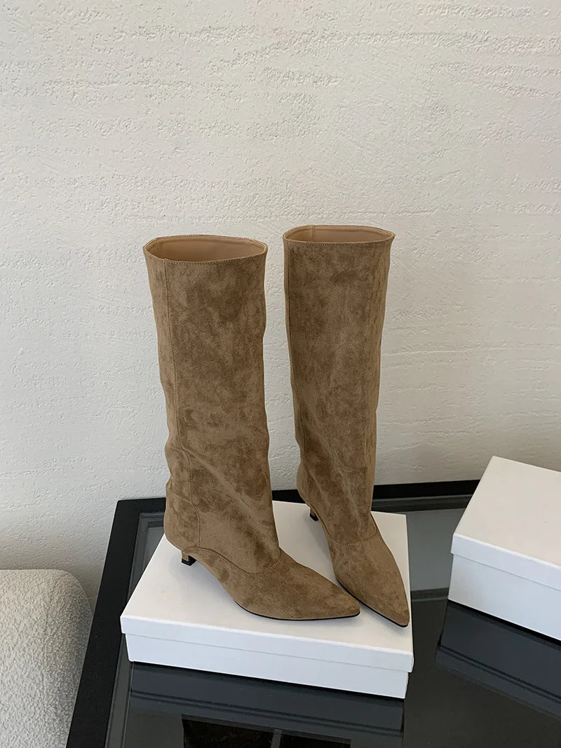 Suede Knee-High Boots