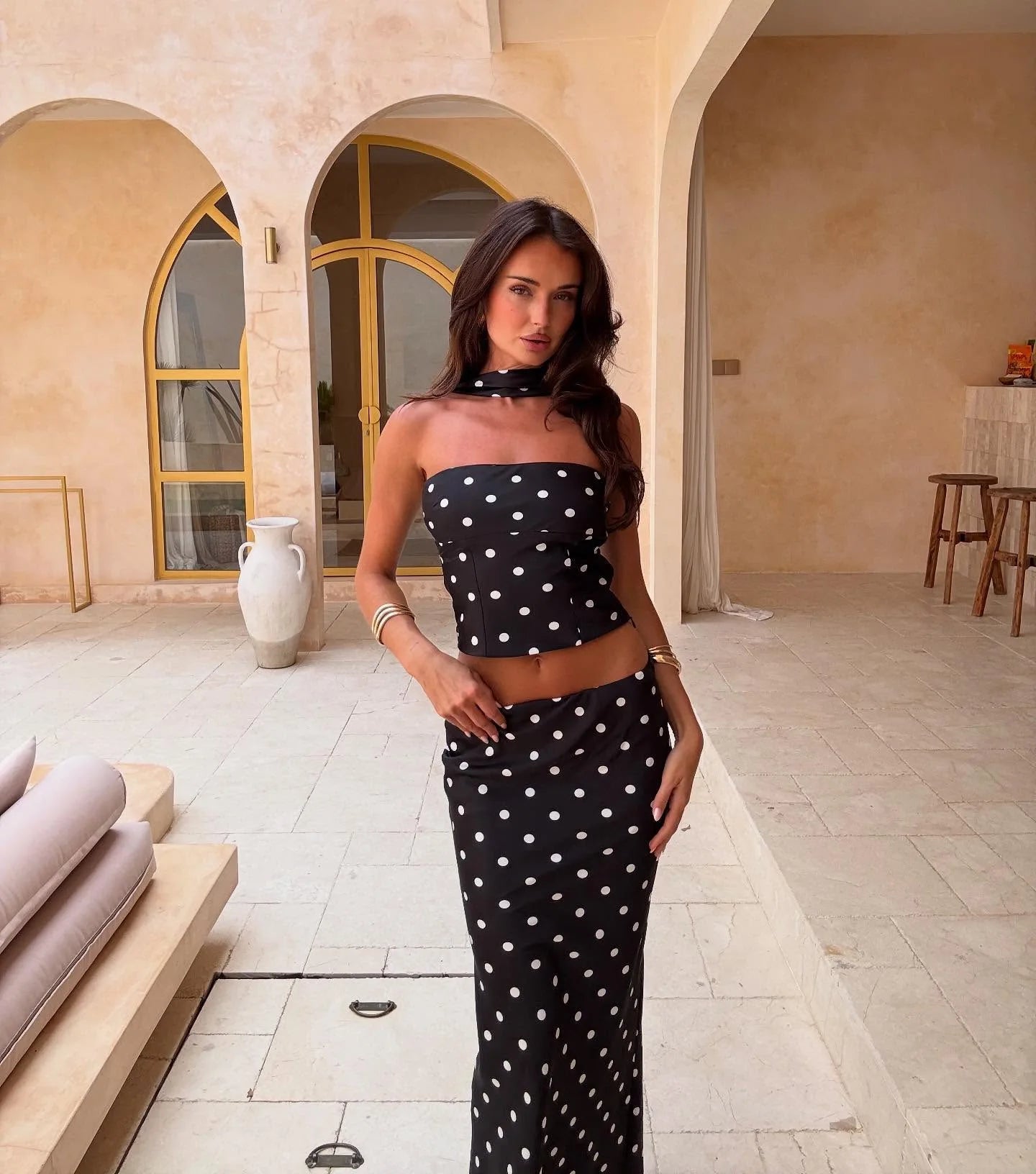 Backless Vest & Skirt 2-Piece Set