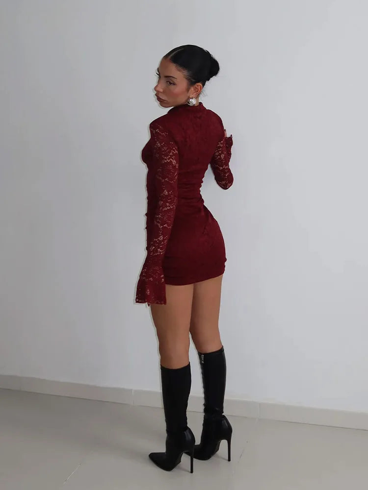 Sheer Lace Mini Dress