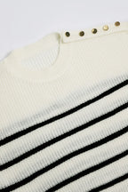 White & Black Oversized Striped Knit Jumper