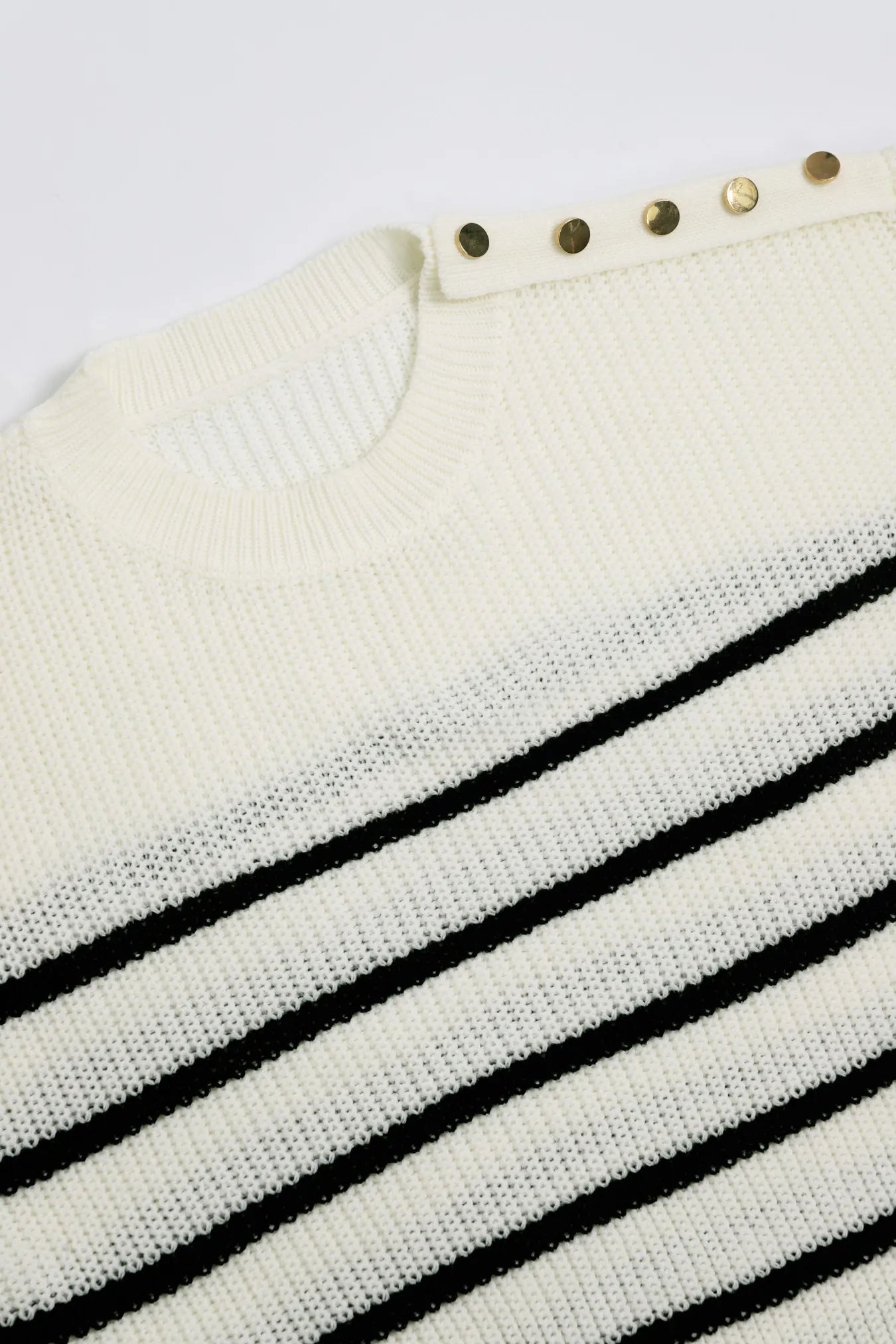 White & Black Oversized Striped Knit Jumper