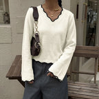 V-Neck Contrast Color Knitted Jumper