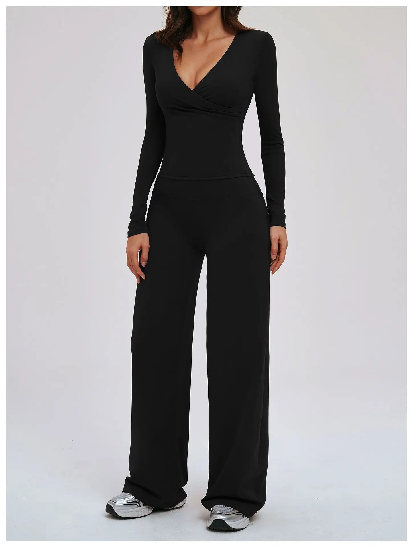 Deep-V Flared Yoga Set
