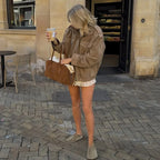 Straight-Cut Suede Bomber Jacket