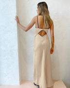 Satin Knot Hollow-out Straps Dress