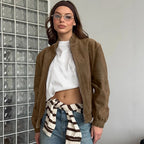 Suede Stand-Collar Short Jacket