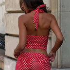 Dot Print Halter & Shorts Co-Ord