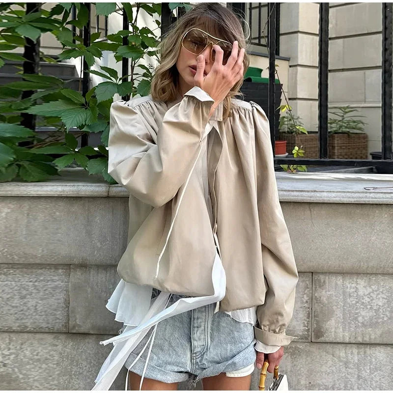 Stand-Collar Trench-Bomber Jacket