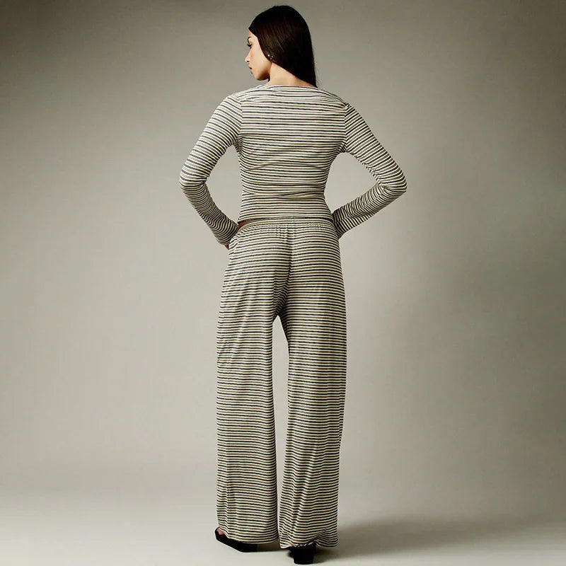Striped Cardigan & Loose Trousers Co-Ord