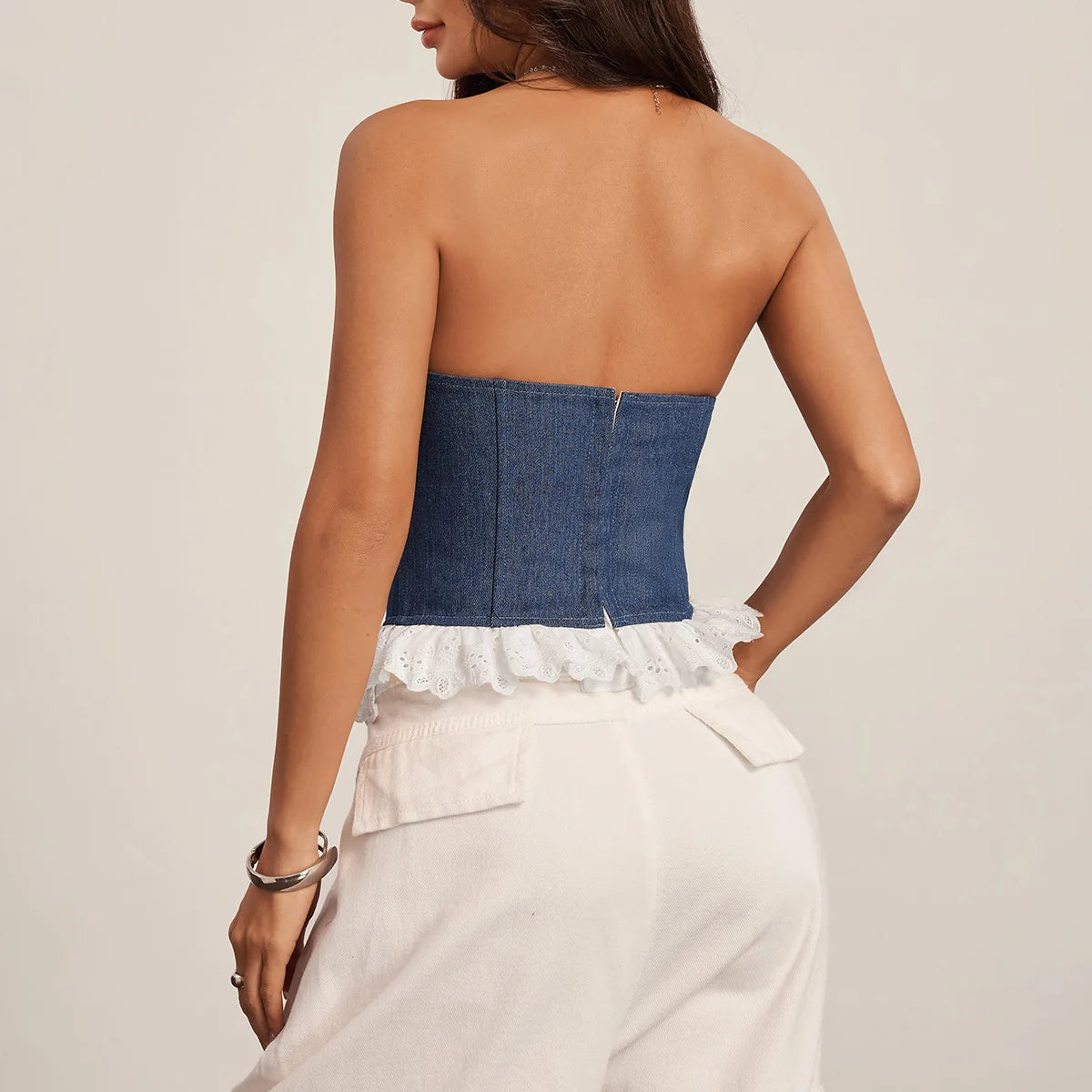 Ruffles Denim Tank Top