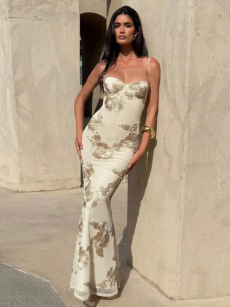 Floral Embroidery Maxi Dress