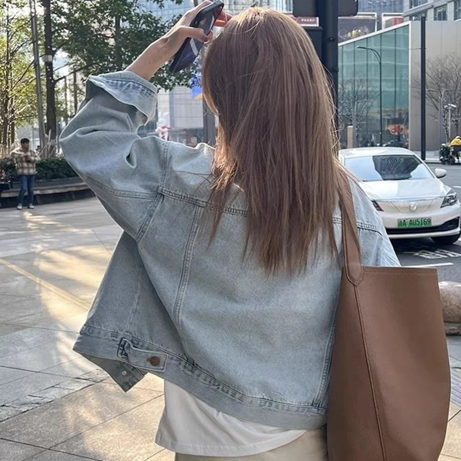 Washed, Short Sleeve Denim Jacket