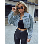 Short Turn-Down Denim Jacket
