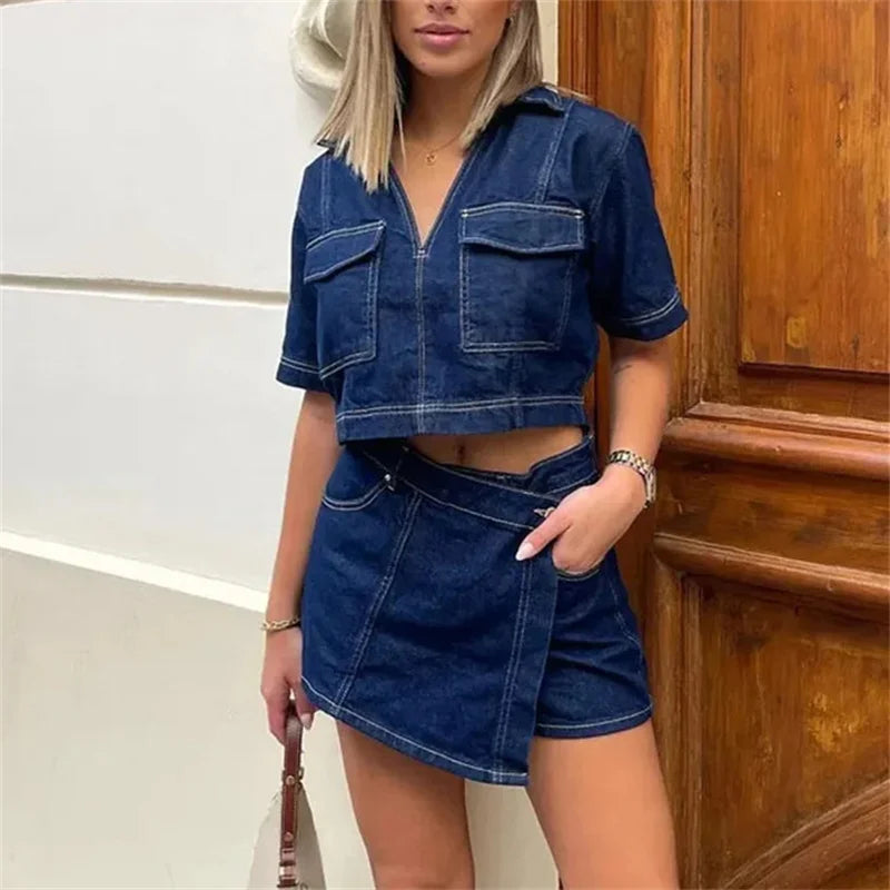 Blue Denim Cropped Shirt