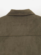 Olive Green Suede Lapel Jacket