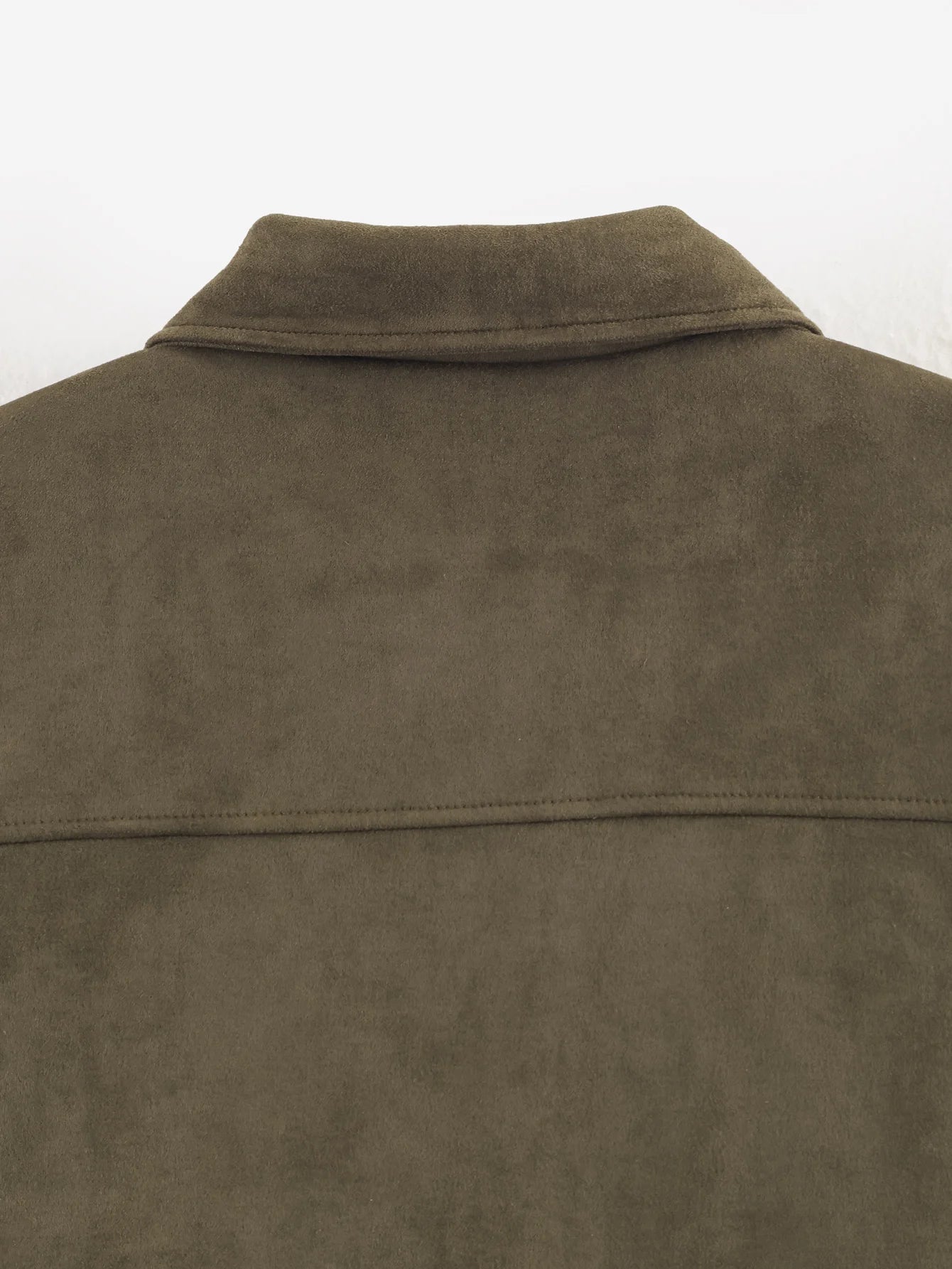 Olive Green Suede Lapel Jacket