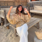 V Neck Long Sleeve Blouse