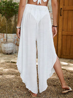 Mesh Ruffle-Tiered Beach Trousers